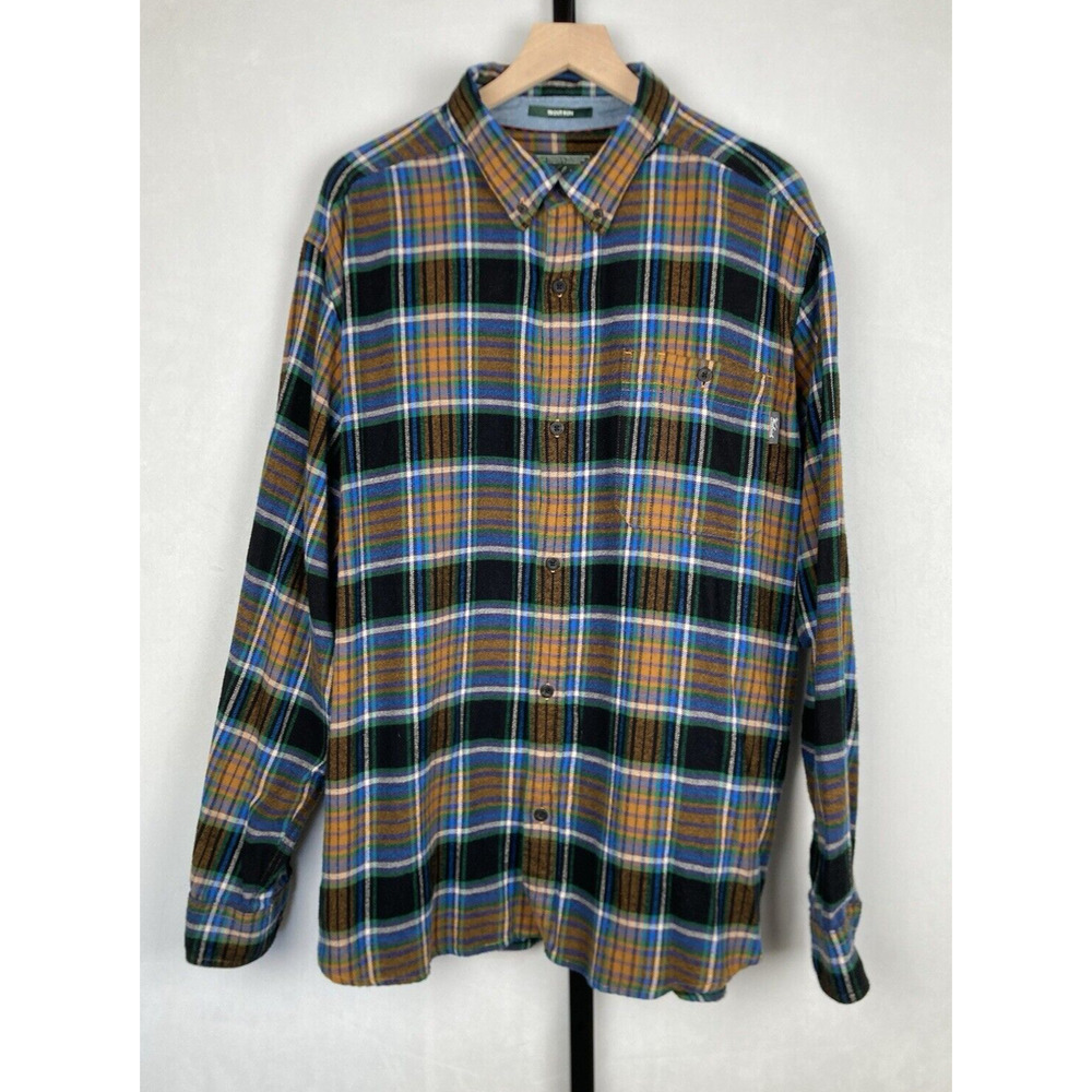 Woolrich Men's 100% Cotton Flannel Button Down Shirt XXL Colorful Plaid Classic